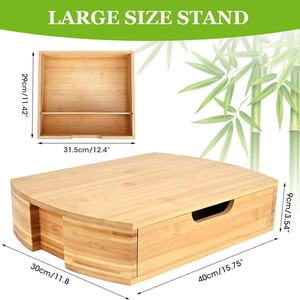 Bamboo Plant Stand <b>Storage</b> <b>Box</b> With <b>Drawer</b> Desktop Hydroponic Garden Display Rack Natural Wood Color - Product Image 3