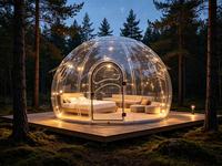 Maison bulle transparente pour le glamping en plein air, idéale pour les centres de villégiature, les camping-sites et les villas