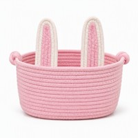 Panier de Pâques en corde de coton avec logo couleur personnalisé, OEM ODM, panier de rangement tissé à la main pour cadeaux de Pâques, vente en gros DIY