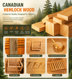 Sauna en bois massif pour 4 à 8 personnes, sauna finlandais à chaleur sèche avec chauffage pour <span class=keywords><strong>jardin</strong></span> et <span class=keywords><strong>salon</strong></span> <span class=keywords><strong>de</strong></span> beauté - Product Image 5