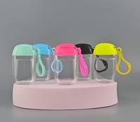 Flacon de désinfectant pour les mains en plastique mini rechargeable de 30 ml, non toxique, écologique, avec porte-clés, anti-fuite, conteneur de liquide de voyage avec clip