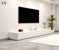 Ensemble de meuble TV et table basse en bois de style européen moderne, 2 pièces, console multimédia avec tiroirs sans poignées, meubles de salon arrondis
