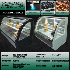 0.7/0.9/1.2M Commercial Arc-curved Tempered Glass Countertop Pastry Cooler <b>Mini</b> Display Refrigerator for Bakery/Desserts/Bread - Product Image 4