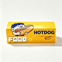 Cajas para Hot Dogs Personalizadas con Diseño de Dibujos Animados, Hechas en Fábrica con Papel Kraft Reciclado, Laminación Mate, Aptas para Restaurantes