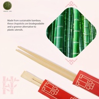 Baguettes jetables en bambou personnalisables, design traditionnel, conditionnées individuellement en petits sachets, écologiques et biodégradables