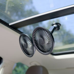 Ventilateur de voiture Pluska G14 à double tête, 3000 mAh, avec ventouse réglable pour tableau de bord et pare-brise - Product Image 2