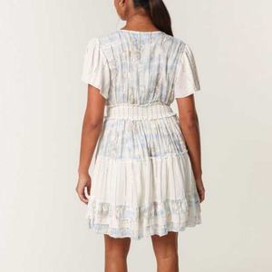 Vestido de Verano 2025 con Logotipo Personalizado, Bordado, de Alta Calidad, Cuello en V, Blanco, Estilo Playa, Línea A, para Mujer - Product Image 3