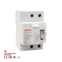 ONESTO Dispositifs à courant résiduel Type a 6mA 30mA DC Disjoncteur RCD 240V 25A 40A 63A RCD pour station de charge de véhicule électrique