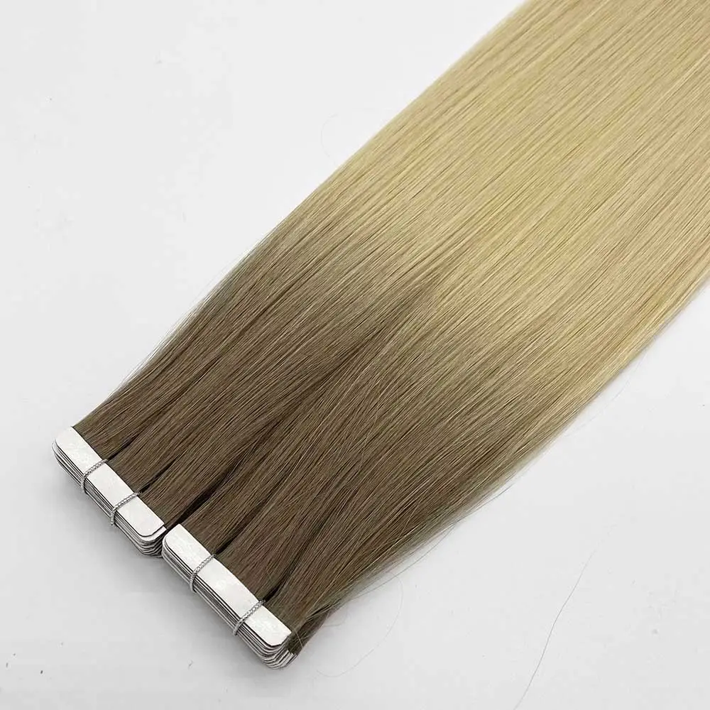 100% Ponytail Human Cuticle Invisible Tape Ins Double Drawn Tape In Human Hair Extensions Human Hair
