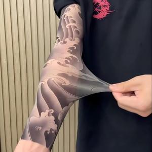 Manchons de bras style tatouage japonais, respirants, en soie glacée, anti-UV, rafraîchissants, pour moto, pêche, course à pied et activités de plein air - Product Image 5