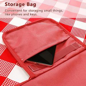 Waterproof Picnic Extra Large Roll-Up, Classic Plaid <b>Foldable</b> Outdoor Camping <b>Beach</b> Blanket With Handle Custom Logo - Product Image 2