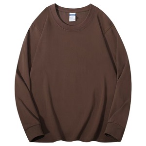 Maglietta americana 260g a maniche lunghe pesanti da uomo bianco primavera autunno cotone puro maglione tinta unita - Product Image 4