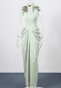 Abiti da Sera Lunghi da Donna Estivi Chic con Allacciatura al Collo e Schiena Scoperta Plissettati per Feste 2025 Abiti da Donna Eleganti e Sexy Fascianti sui Fianchi - Product Image 6