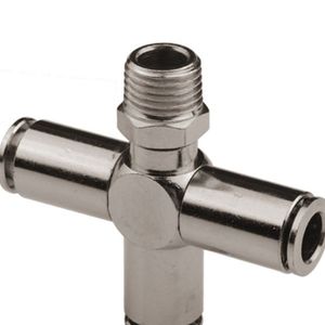 Raccord pneumatique croisé 4 voies série <span class=keywords><strong>PZR</strong></span>, filetage mâle G1/4, connexion rapide pour tuyaux d'air en PU/nylon de 6 mm et 8 mm, pièce hydraulique - Product Image 1