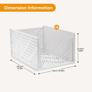 Collapsible Wardrobe Storage <b>Baskets</b> Stackable Plastic Drawer Organizers Foldable <b>Shelf</b> Bins for Home Organization - Product Image 3