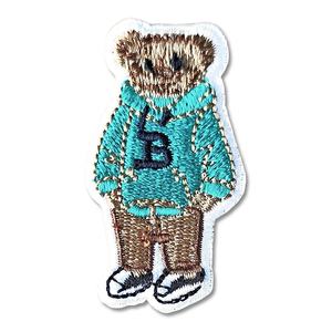 Logo personnalisé broderie 3D chapeaux seau extérieur effet lavé chapeau de pêcheur ours en peluche portant bleu-vert 100% coton - Product Image 2