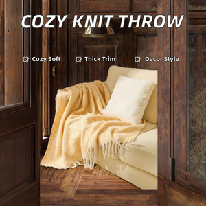 High Quality Soft Winter Cozy Knit <strong>Throw</strong> <strong>Blanket</strong> Winter <strong>Bedding</strong> Decoration with Thick Tassels Wool Polyester for Sofa Couch - Product Image 2