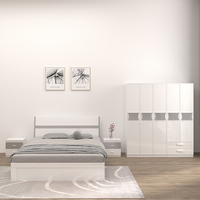Neue Mode King Size Schlafzimmer Set 1,8 m weiß Bett Zimmer Möbel Set hoch glänzend Lagerung Kingsize-Bett Set Möbel