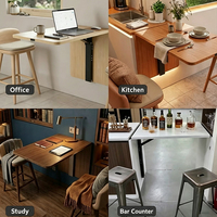 Table pliante murale rétractable pour ordinateur portable, petite et pliable, avec mécanisme d'écriture et de suspension intégré à un côté