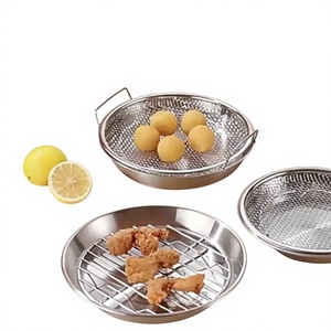 Heavy Duty Stainless Steel Frying <b>Rack</b> with Tray, Foldable Metal Mesh Basket for Oil Draining, Dishwasher Safe - Product Image 1