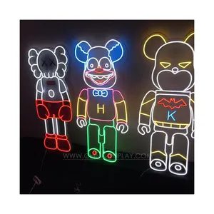 Popüler markalar LED kaws neon ışık duvar sanatı light up işareti mağaza duvar dekorasyonu