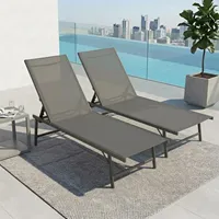 Chaise longue d'extérieur en aluminium avec tissu Teslin pour patio et bord de piscine