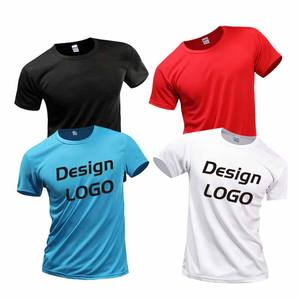 เสื้อยืดแห้งเร็ว 100% โพลีเอสเตอร์ เสื้อยืดเปล่าสำหรับงานซับลิเมชั่น พร้อมโลโก้ เสื้อยืดพิมพ์ลายโลโก้ตามสั่ง เสื้อยืดผู้ชายแบบเรียบ - Product Image 1