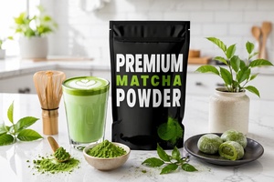 Sac <span class=keywords><strong>de</strong></span> matcha avec faible MOQ 5LB 6LB 12LB <span class=keywords><strong>5KG</strong></span> fond plat boîte scellé 3 côtés fermeture argentée - Product Image 2
