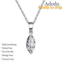 Collier pendentif Adodo 8 Niche Design 1Ct Moissanite en argent sterling S925, œil de cheval, luxe rhodié pour femmes, pour mariage