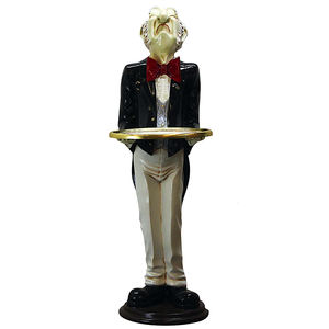 <span class=keywords><strong>Statua</strong></span> ornamentale cameriere maggiordomo vecchio con vassoio, arredamento ristorante prop, statue di maggiordomo a grandezza naturale in resina - Product Image 1
