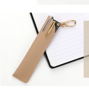 En stock, étui à stylos en cuir simple pour étudiants, trousse à crayons, lot de 2, sac portable à suspendre, trousse à crayons de couleur unie. - Product Image 2