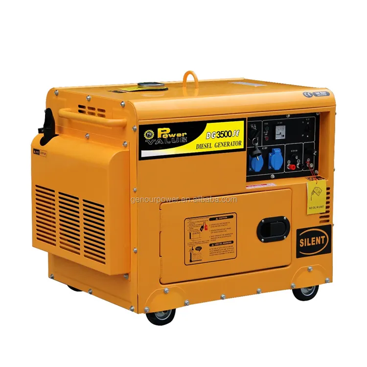 Power Value 3kw portable silent yellow single cylinder diesel generator with digital panel