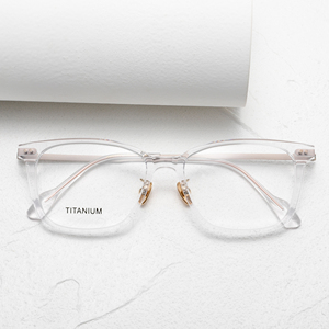 Transparent Rectangle Full Rim Eyeglasses Titanium Lightweight Unisex Adults Vision Correction Frames - Product Image 6