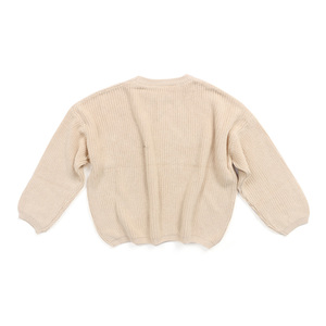 Pull d'hiver pour enfants de couleur unie, à manches longues, pour bébé fille, pull en tricot personnalisé pour enfants - Product Image 3