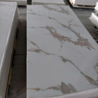 Lámina de Mármol Laminada UV 1220x2440x3mm, Panel de Pared de PVC Impermeable, Alto Brillo, Anti-Rayones, para Interiores de Hoteles y Hogares, OEM ODM
