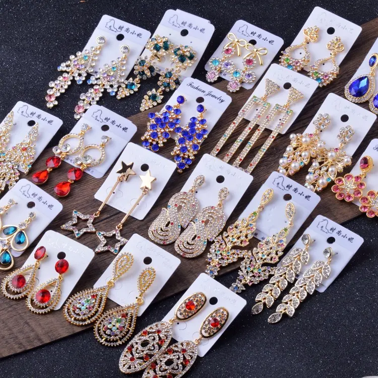 Bán Buôn Chất Lượng Cao Giá Rẻ Đầy Đủ Pha Lê Drop Earring Thời Trang Hỗn Hợp Phong Cách Tua Bông Tai