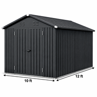 Abri de jardin métallique galvanisé à double porte, grand et spacieux, 10x12 pieds, verrouillable, version haute, pour rangement de jardin