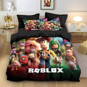 Juego de Ropa de Cama de 3 Piezas con Diseño de Dibujos Animados de <span class=keywords><strong>Roblox</strong></span>, Funda de Edredón con Estampado Digital 3D y Fundas de Almohada, Imagen Personalizada Disponible, Textil <span class=keywords><strong>para</strong></span> el Hogar - Product Image 5