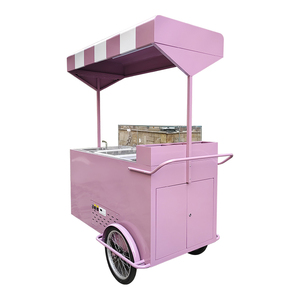 Carrito de Helados con Congelador y Exhibidor, Carrito de Comida Móvil Personalizado, Carrito de Helados con Toldo, Kiosco de Comida Callejera para Café - Product Image 2