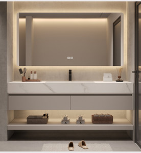 New intelligent heat-bending integrated basin with defogging function hanging <b>bathroom</b> <b>cabinet</b> honeycomb <b>mirror</b> <b>cabinet</b> - Product Image 1