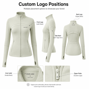 Chaqueta de Yoga Ligera y Transpirable para Mujer, Cuello Alto, Cierre Frontal con Cremallera, Corte Ajustado, Resistente a las Arrugas, Manga Tres Cuartos - Product Image 4