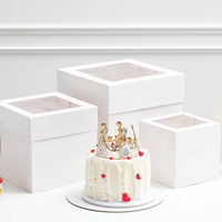 Boîte à gâteau haute personnalisée avec fenêtre transparente, 8, 10, 12 pouces, boîte d'emballage en carton carré pour gâteaux à plusieurs étages