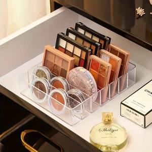 صينية بلاستيكية شفافة لأدوات التجميل بمسحوق أحمر الخدود والانتهاء من خزانة الملابس ودرج تقسيم منظم الملابس - Product Image 3