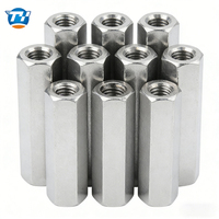 Écrou de raccordement hexagonal long en acier au carbone zingué et acier inoxydable classe 8.8 multi-tailles, connecteur d'extension à filetage interne pour