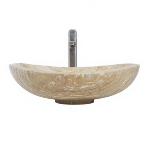 Vasque ovale en marbre naturel pour salle de bain, lavabo en pierre, décoration moderne pour hôtel et toilettes - Product Image 1