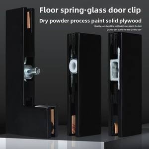 Grampo para Porta de Vidro com Mola de Chão Preta Fosca, Grampo Curvo Superior/Inferior, Acessórios para Grampo de Porta Pequeno (Universal) - Product Image 2