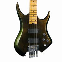 Gitar Bass Elektrik Deviser L-B5-Chameleon Headless 4-String HH Okoume dengan Neck Maple Roasted 24 Fret Finishing Natural