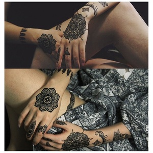 Impermeable <span class=keywords><strong>tatuaje</strong></span> temporal damas sexy patrón negro mehndi Henna pegatinas para manos - Product Image 2