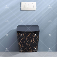 WC mural sans rebord noir, gain de place, avec système de chasse d'eau dissimulé pour salle de bain résidentielle et commerciale