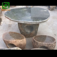 Table décorative en pierre et chaises évidées Sculpture Granit Garden Products